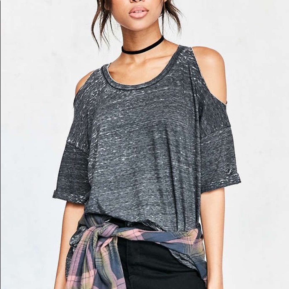 Urban Outfitters open shoulder burnout tee